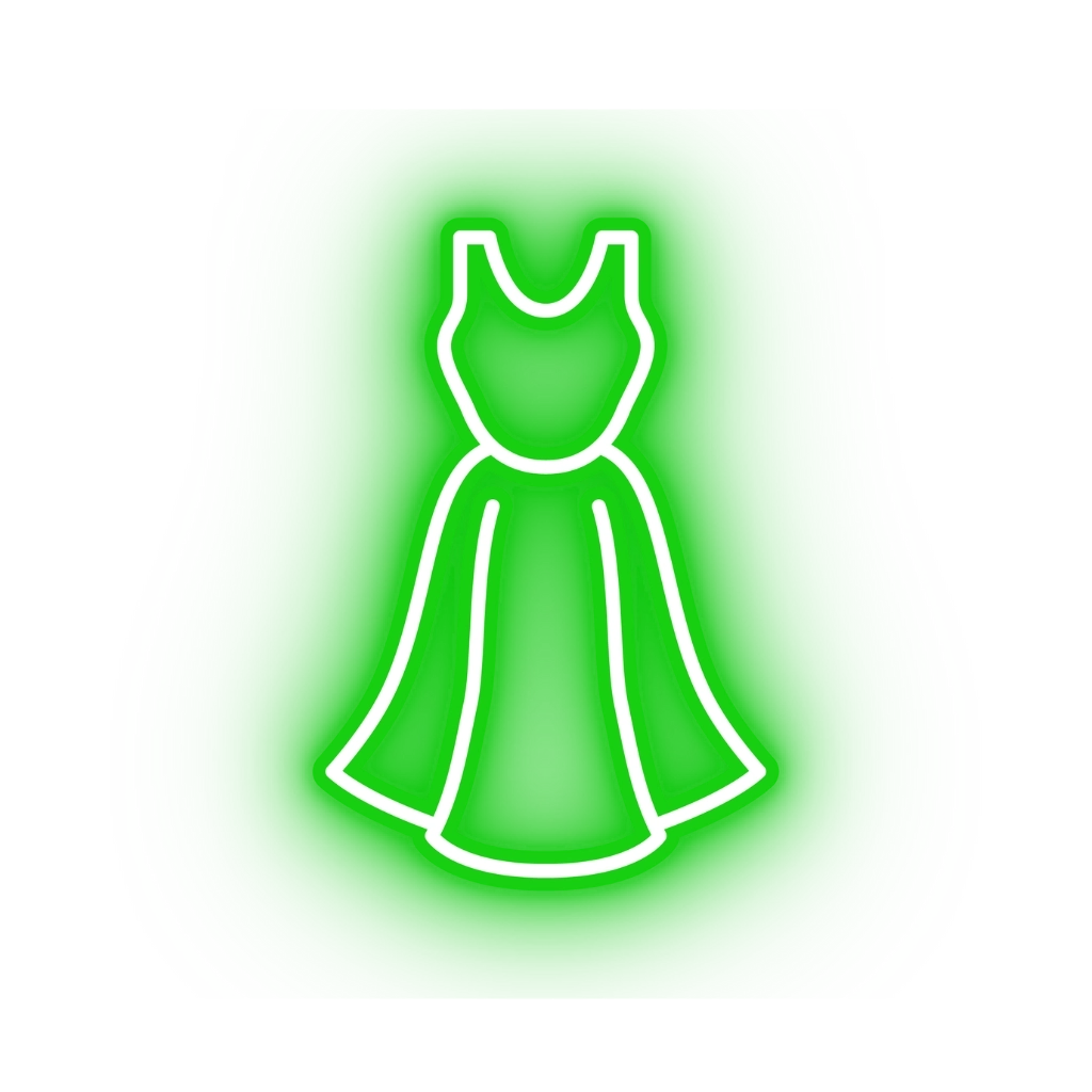 Emoji de un vestido verde y decoracion de fiesta